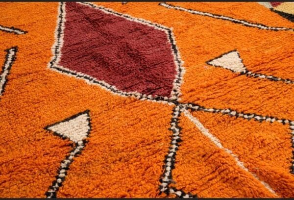 Souad – Handwoven Orange Berber Carpet – Unique Design