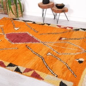 Souad – Handwoven Orange Berber Carpet – Unique Design