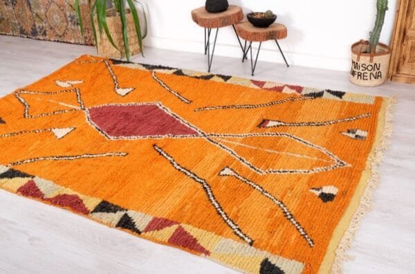 Souad – Handwoven Orange Berber Carpet – Unique Design