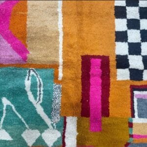 Leila – Moroccan Color Block Rug – Vibrant Wool Mosaic