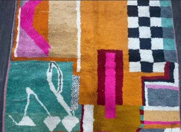 Leila – Moroccan Color Block Rug – Vibrant Wool Mosaic