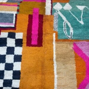 Leila – Moroccan Color Block Rug – Vibrant Wool Mosaic