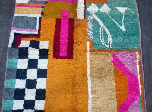 Leila – Moroccan Color Block Rug – Vibrant Wool Mosaic