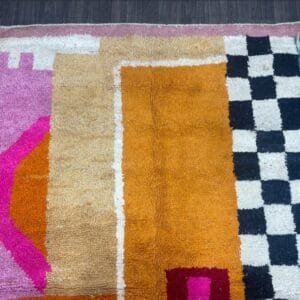 Leila – Moroccan Color Block Rug – Vibrant Wool Mosaic