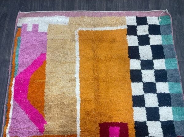 Leila – Moroccan Color Block Rug – Vibrant Wool Mosaic