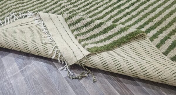 Yamina – Striped Green Rug - Handmade Authentic Craft