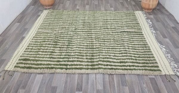 Yamina – Striped Green Rug - Handmade Authentic Craft