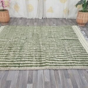 Yamina – Striped Green Rug - Handmade Authentic Craft