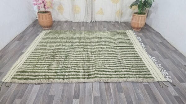 Yamina – Striped Green Rug - Handmade Authentic Craft