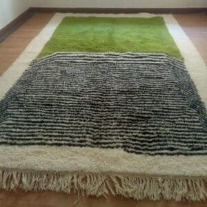 Aicha – Olive-Toned Moroccan Rug - Minimalist Design