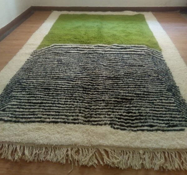 Aicha – Olive-Toned Moroccan Rug - Minimalist Design