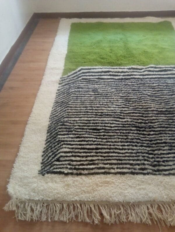 Aicha – Olive-Toned Moroccan Rug - Minimalist Design