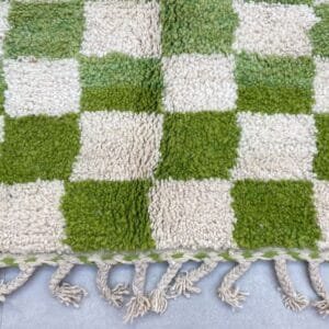 Safa – Green Checkered Moroccan Rug - Handmade Elegance