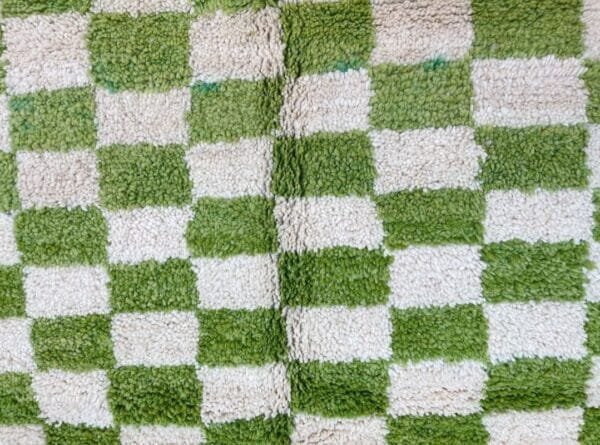 Safa – Green Checkered Moroccan Rug - Handmade Elegance
