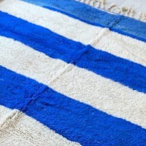Rania – Handmade Moroccan Rug | Blue and White Striped