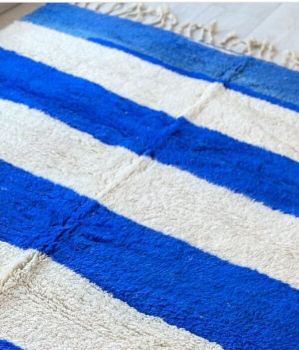 Rania – Handmade Moroccan Rug | Blue and White Striped