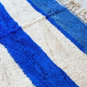 Rania – Handmade Moroccan Rug | Blue and White Striped