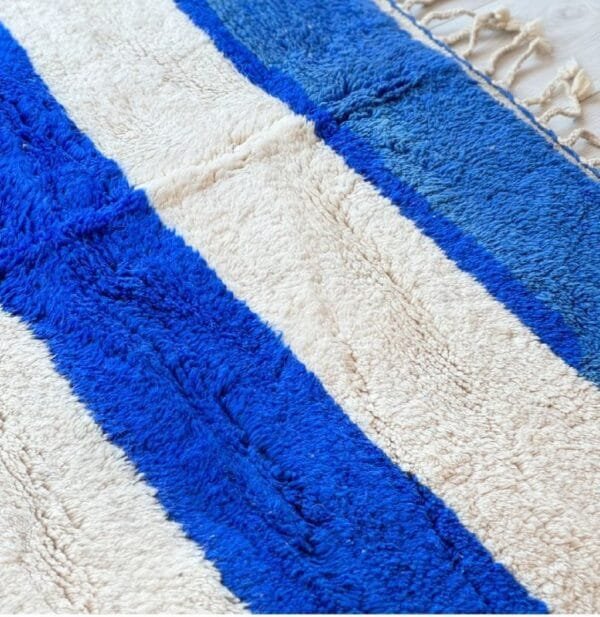 Rania – Handmade Moroccan Rug | Blue and White Striped