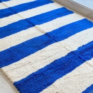 Rania – Handmade Moroccan Rug | Blue and White Striped