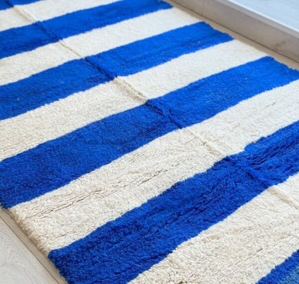 Rania – Handmade Moroccan Rug | Blue and White Striped
