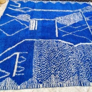 Nada – Royal Blue Berber Rug – Abstract Moroccan Statement