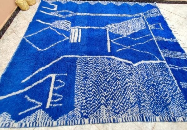Nada – Royal Blue Berber Rug – Abstract Moroccan Statement