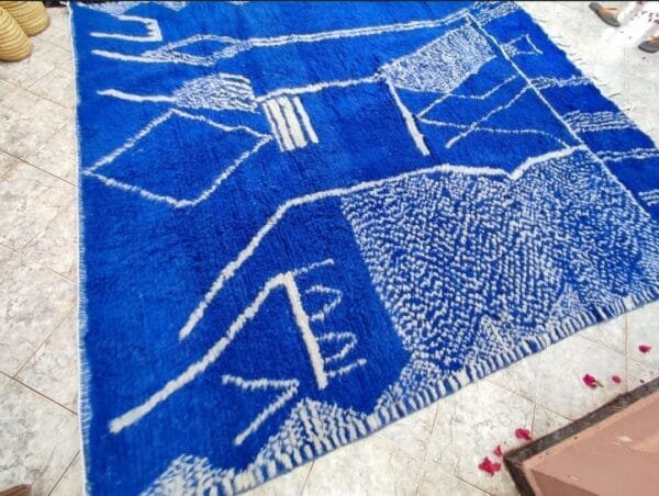 Nada – Royal Blue Berber Rug – Abstract Moroccan Statement