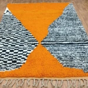 Fatima – Striking Orange Moroccan Rug – Handwoven Wool