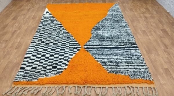 Fatima – Striking Orange Moroccan Rug – Handwoven Wool