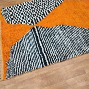 Fatima – Striking Orange Moroccan Rug – Handwoven Wool