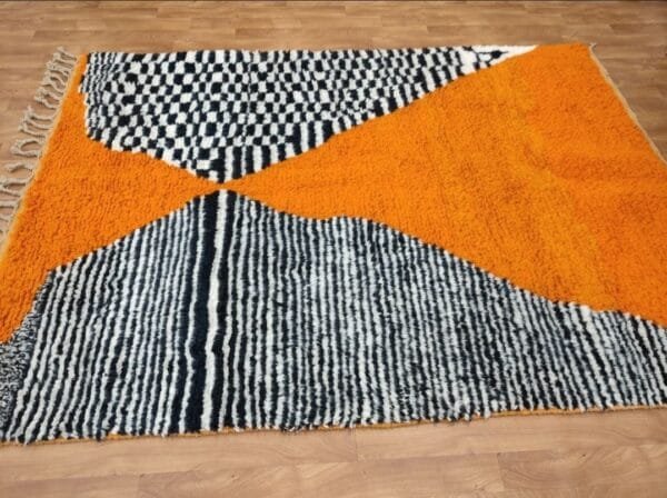 Fatima – Striking Orange Moroccan Rug – Handwoven Wool