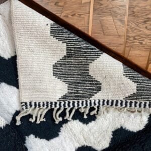 Black Moroccan Rug – Striped Beni Mrirt Design