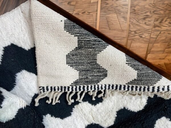 Black Moroccan Rug – Striped Beni Mrirt Design