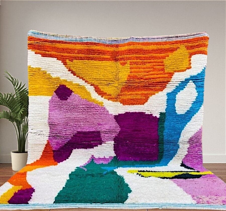 Nassima –Vibrant Abstract Wool Rug – Moroccan Inspired Design