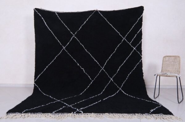 Zina – Black Moroccan Rug – Handmade Berber Carpet Black Moroccan Rug