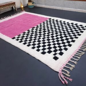 pink carpet Aisha – Pink and Black Carpet – Perfect for Bedroom or Living Room
