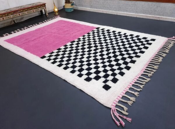 pink carpet Aisha – Pink and Black Carpet – Perfect for Bedroom or Living Room