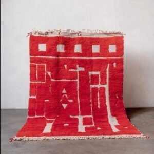 Aicha –Elegant Rugs with Red – Handmade Moroccan Wool Carpet Elegant Rugs with Red