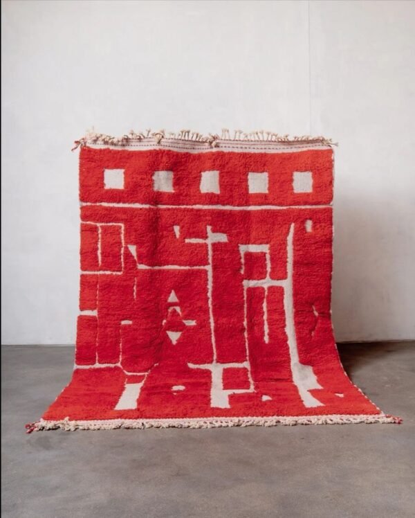 Aicha –Elegant Rugs with Red – Handmade Moroccan Wool Carpet Elegant Rugs with Red