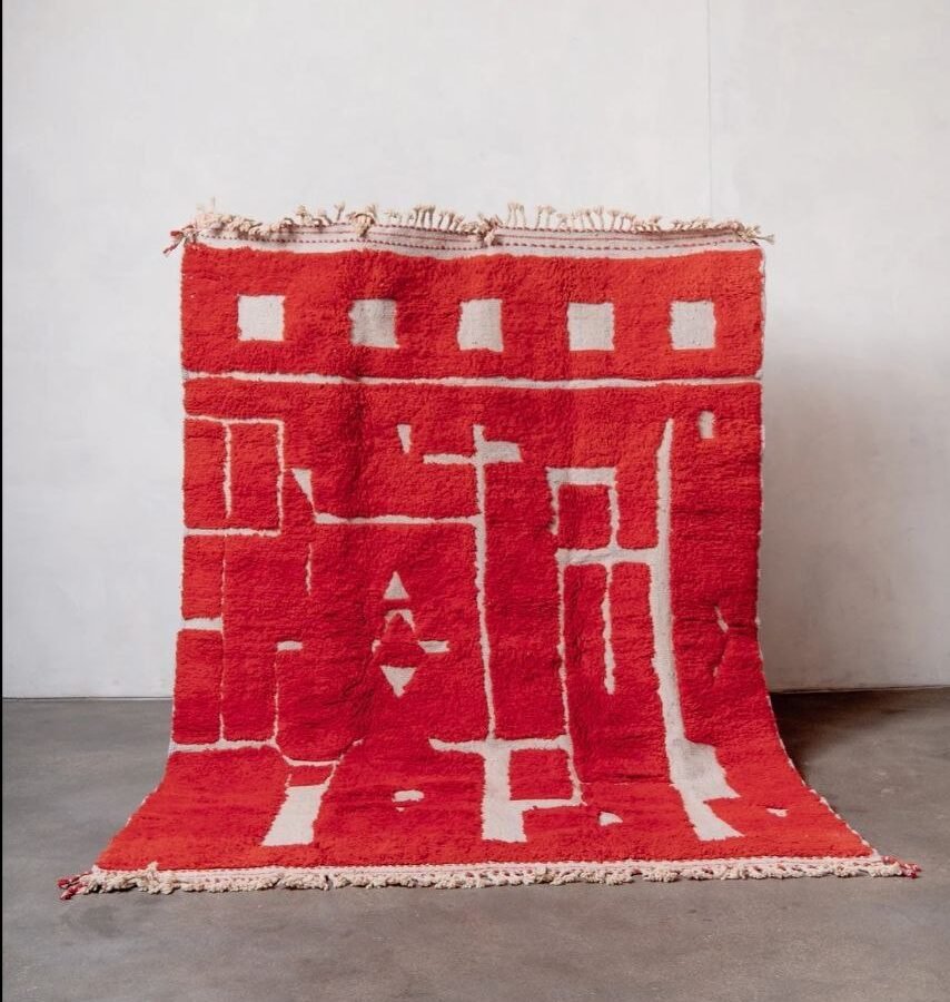 Aicha –Elegant Rugs with Red – Handmade Moroccan Wool Carpet Elegant Rugs with Red