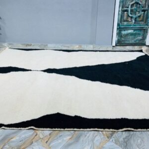 Black and White Tribal Rug – Handwoven Moroccan Carpet Aicha –Black and White Tribal Rug – Handwoven Moroccan Carpet