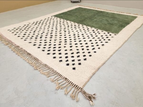 Green Moroccan Wool Rug Samara – Green Berber Carpet – Authentic Moroccan Wool Rug
