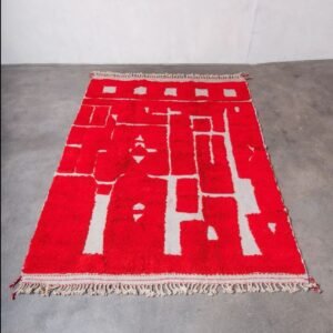 Handmade Moroccan Wool Carpet Aicha –Elegant Rugs with Red – Handmade Moroccan Wool Carpet