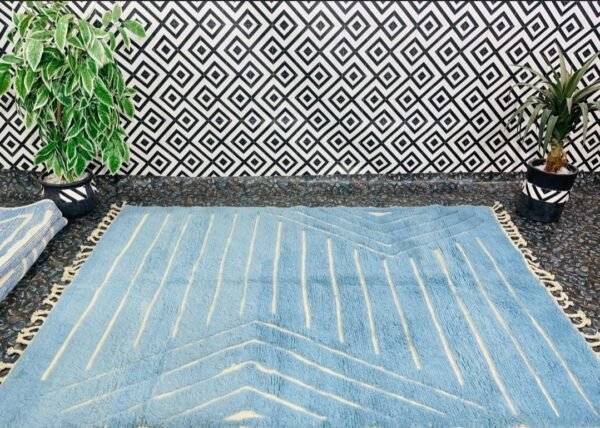 Light Blue Wool Rug – Handwoven & Custom Moroccan Rug Maria – Light Blue Wool Rug – Handwoven & Custom Moroccan Rug