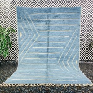 Maria – Light Blue Wool Rug – Handwoven & Custom Moroccan Rug Blue Wool Rug