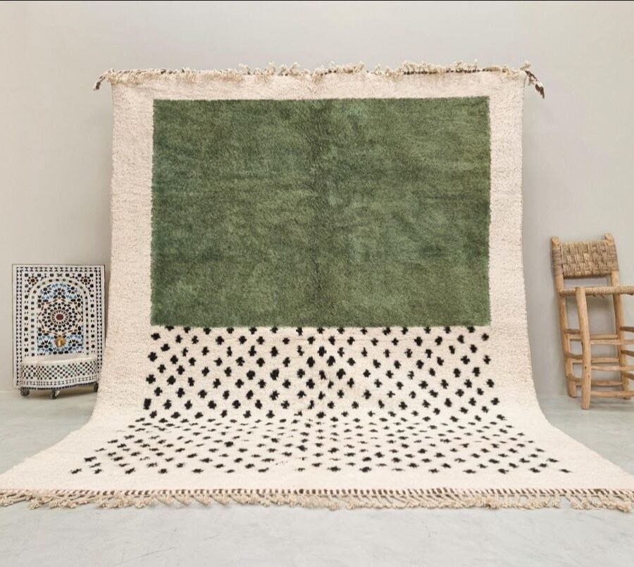 Samara – Green Berber Carpet – Authentic Moroccan Wool Rug Green Berber Carpet