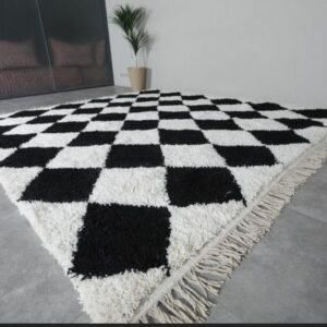 Berber artisans Beni Ourain Rug Black and White – Handwoven Luxury & Timeless Style