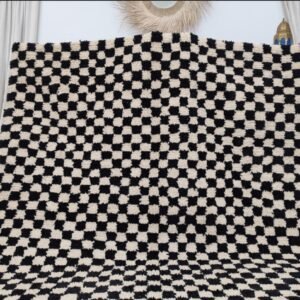 Black and White Checkered Rug Black and White Checkered Rug – Handwoven Wool Rug