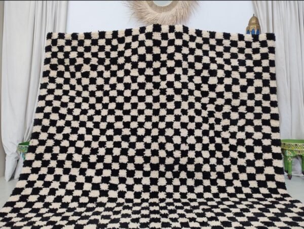 Black and White Checkered Rug Black and White Checkered Rug – Handwoven Wool Rug