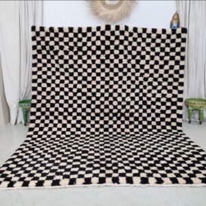 Black and White Checkered Rug – Handwoven Wool Rug Black and White Checkered Rug – Handwoven Wool Rug